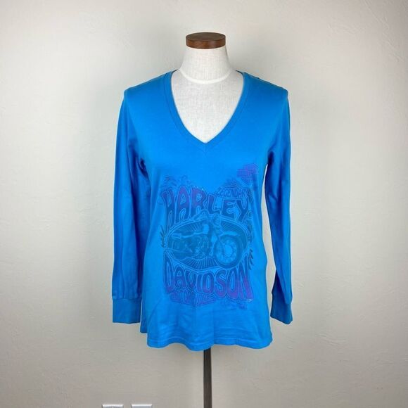 Vintage Harley Davidson Long Sleeve Tee - Blue & Purple - Picture 1 of 6